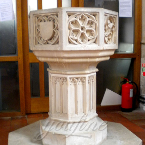 Religious Statues of Marble Fonts in a Church for Interior Decor on Sale