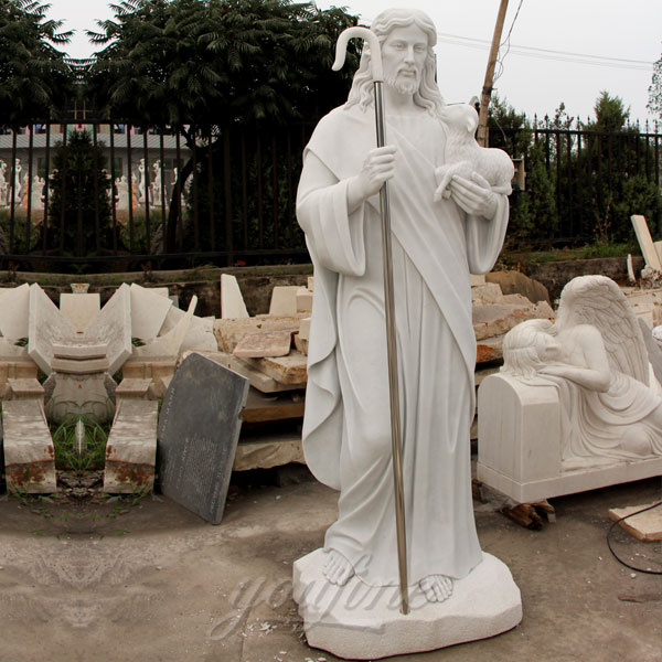 Life size marble shepherd religious statues of jesus 5.9 foot for sale